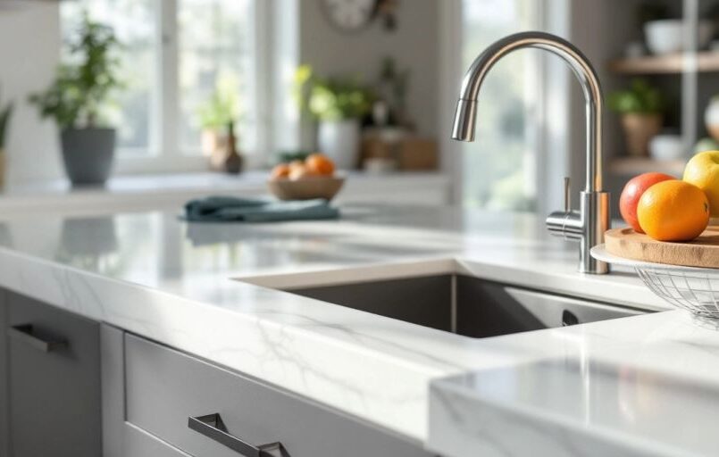 Modern Kitchen With Silestone Countertops And Elegant Design.