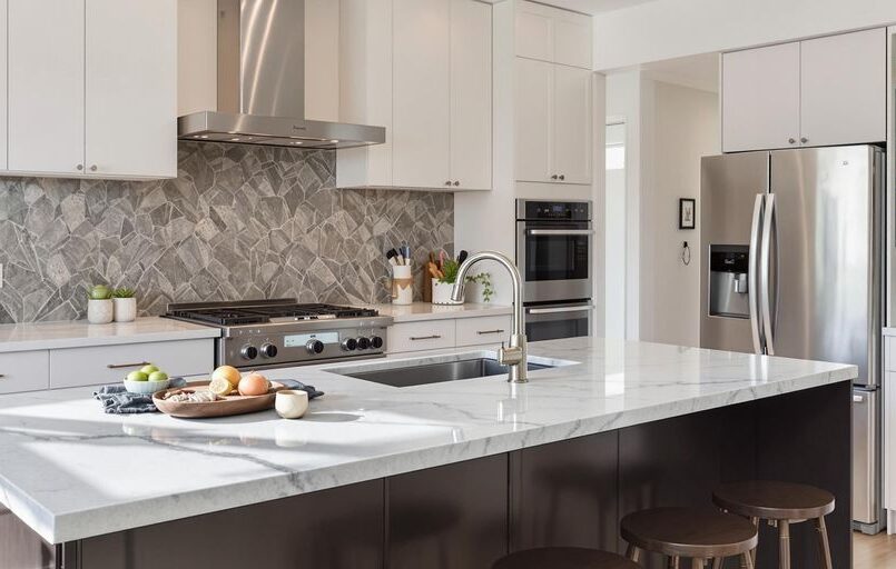 Modern Kitchen With Caesarstone Countertops And Stylish Design.