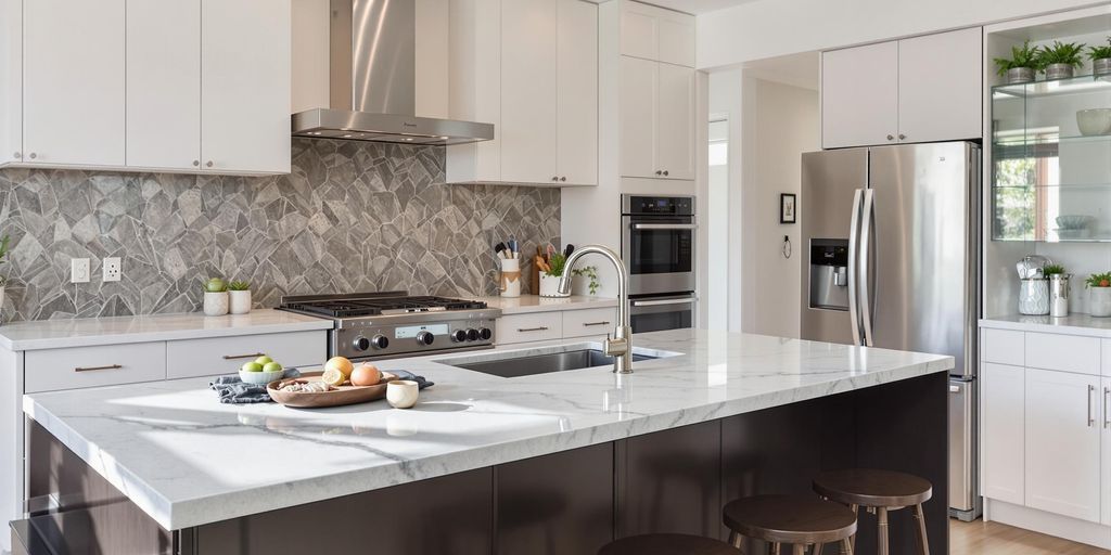 Modern Kitchen With Caesarstone Countertops And Stylish Design.